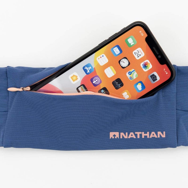 Nathan Running Belt â€“ The Zipster Lite â€“ Waist Pack with 2 Zippers. Bounce Free Pouch/Lightweight/Runners Fanny Pack. Fits all iPhones, Android, Samsung. For Men and Women. (Navy, XS) - Image 2
